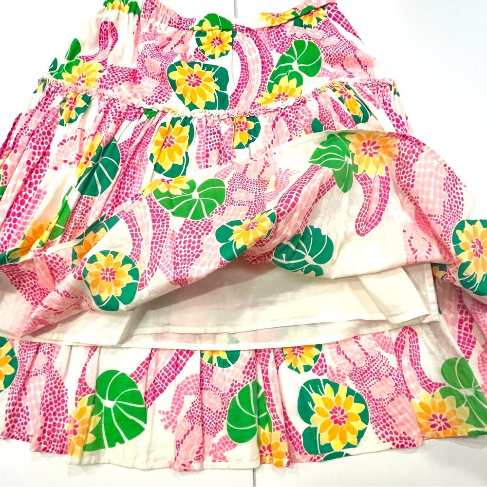 Lilly Pulitzer Skirt S/M Pink, Multi Color At Knee A-Line Lined Elastic Waist - Picture 5 of 10
